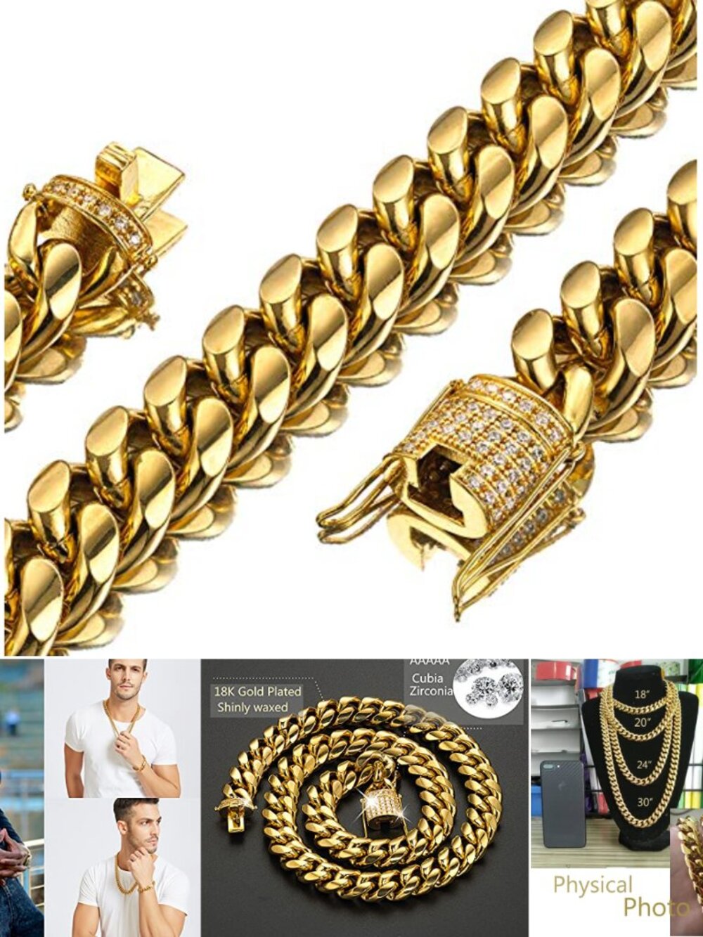 15mm Stainless Steel Cuban Link Chain Necklace 24in Curb Miami